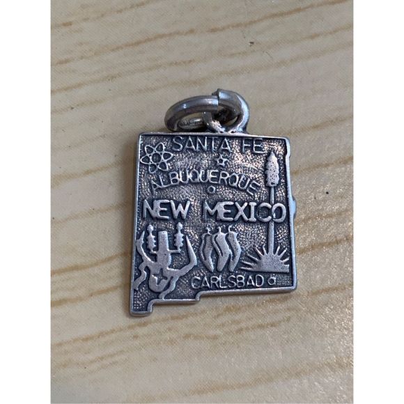 .925 State of New Mexico Sterling Silver Jewelry Charm #travel #Santa Fe - Picture 1 of 3